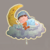 Lampe murale enfant LED – Bébé dormant sur nuage et lune