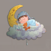 Lampe murale enfant LED – Bébé dormant sur nuage et lune