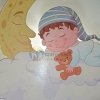 Lampe murale enfant LED – Bébé dormant sur nuage et lune