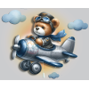 Lampe en Bois pour Chambre d'Enfant – Design Avion avec Ourson Pilote – Éclairage LED Décoratif