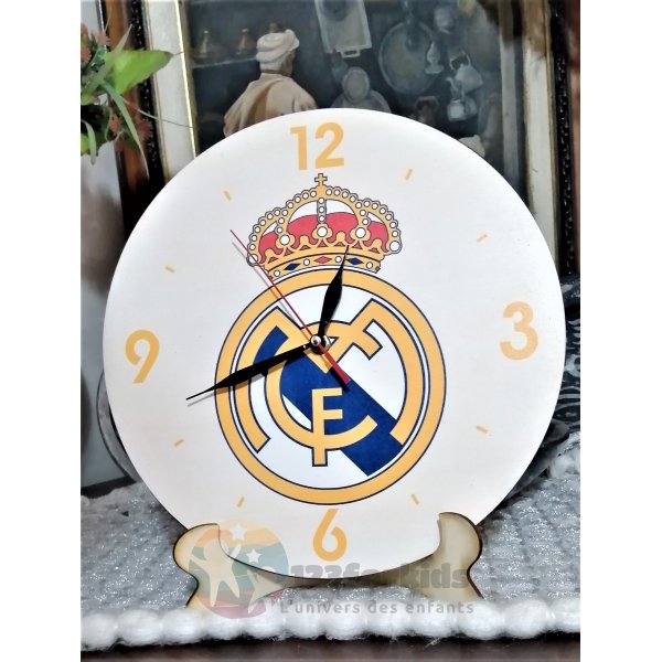 Horloge murale supporters football en bois artisanal