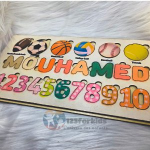 Puzzle prénom en bois personnalisé fabriqué au Maroc