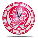 Horloge Murale Wydad Casablanca – Supporters Rouges – Design Artisanal Marocain – Cadeau Foot Personnalisable – Fait Main au Maroc