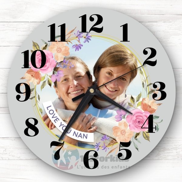 Horloge déco murale avec photo et nom
