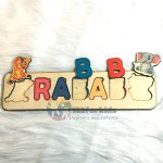 Puzzle prénom en bois personnalisé – Cadeau Montessori pour bébé – Apprentissage ludique