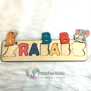 Puzzle prénom personnalisé en bois pour enfant Jouet Montessori éducatif Maroc, Casablanca, Agadir, el jadida, safi, Marrakech, Tanger, tetouan, Kenitra, Khouribga, dakhla, Laayoune, Larache, Marrakech, Martil, Meknès, Mohammedia, Nador, Oualidia, Ouarzazate, Ouazzane, Oujda, Rabat, kenitra, salé