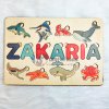 Puzzle prénom enfant avec ligne animaux et ligne prénom