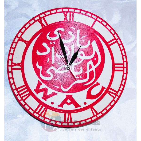 Horloge murale football inspirée du Maroc (Wydad) , Casablanca, Agadir, el jadida, safi, Marrakech, Tanger, tetouan, Kenitra, Khouribga, dakhla, Laayoune, Larache, Marrakech, Martil, Meknès, Mohammedia, Nador, Oualidia, Ouarzazate, Ouazzane, Oujda, Rabat, kenitra, salé